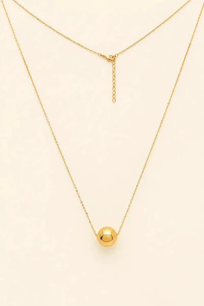 Foto Colar Longo Bola Chic Banho Ouro 18k