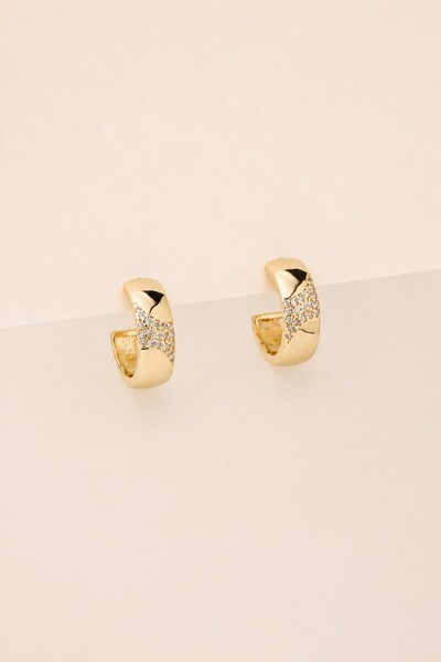 Foto Argola Zircônia Star Banho Ouro 18K