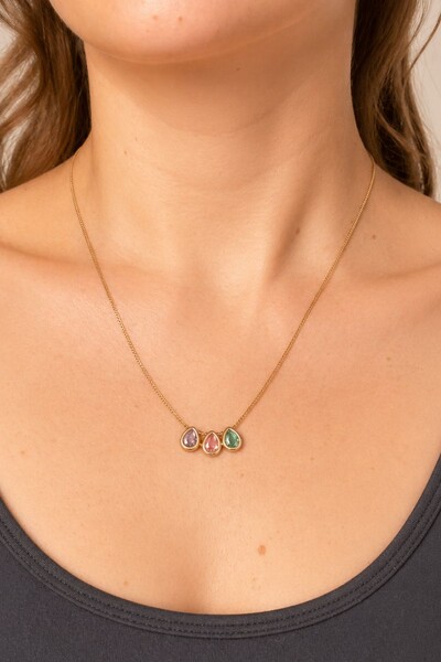 Foto Colar Gotas Color Banho Ouro 18K