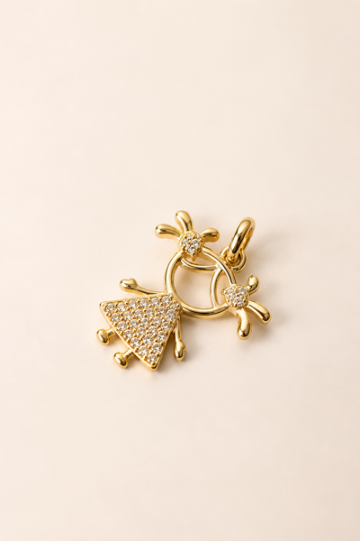 Foto Pingente Garota Zircônia Banho Ouro 18K