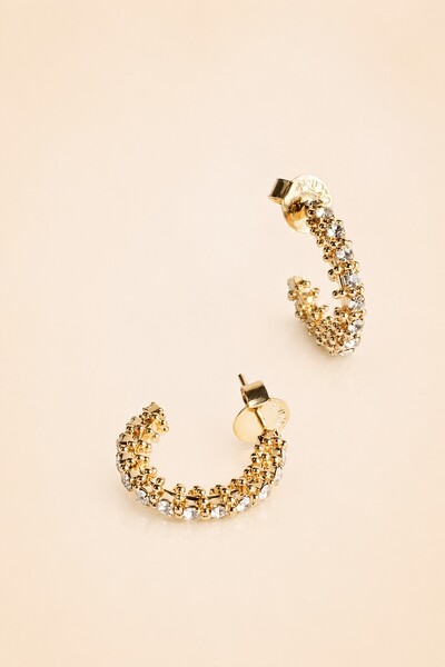 Foto Brinco De Argola Pequena Filigrana Strass Dourado