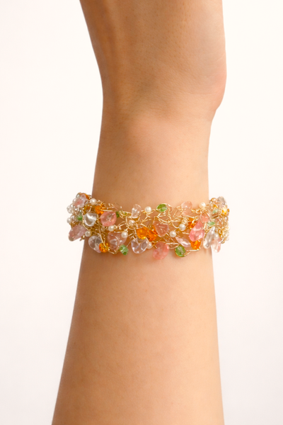 Foto Pulseira Crochê Dourada Color