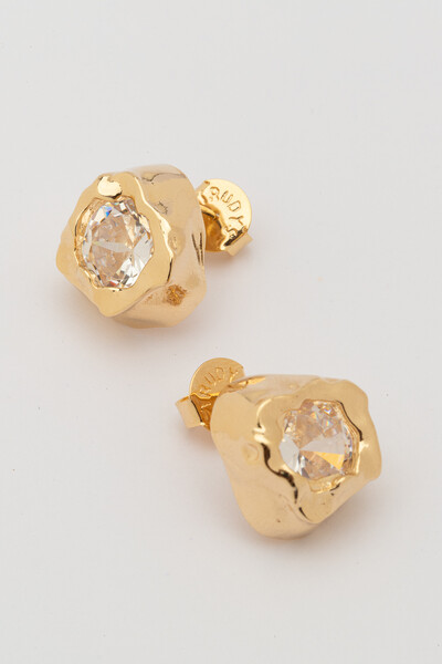 Foto Brinco Dourado Vesúvio Zircônia Cristal