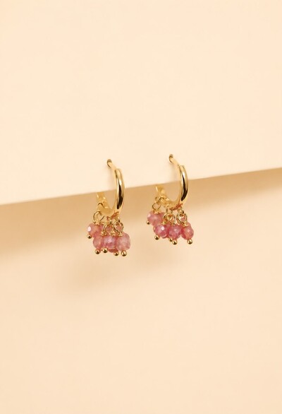 Foto Brinco Cachinho Fiore Zirconia Rosa