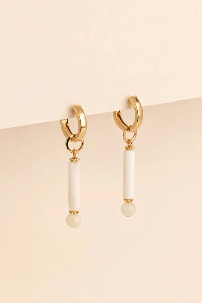 Foto Brinco Argola Palito Madre Banho Ouro 18K