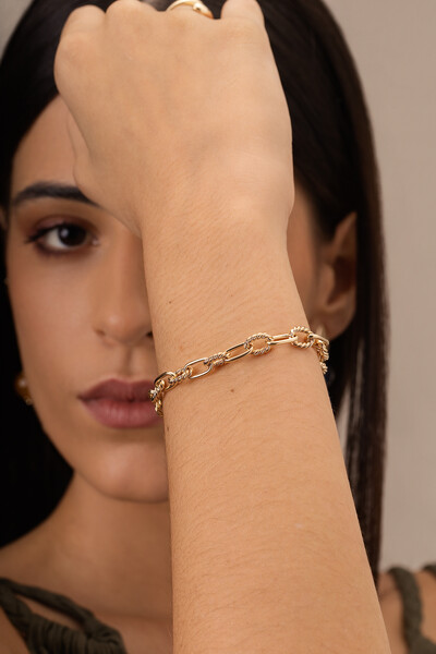 Foto Pulseira Dourada Mix de Elos