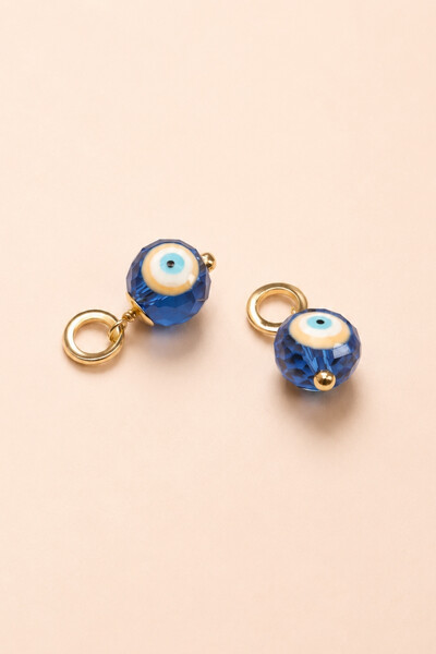 Foto Pingente Dupla de Olho Grego Murano Azul Banho Ouro 18K