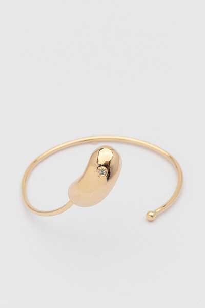 Foto Pulseira Dourada Bean Ponto Zircônia