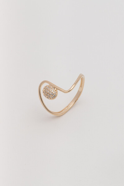 Foto Anel Curvas Zircônia Banho ouro 18K