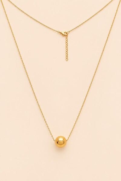 Foto Colar Longo Bola Chic Banho Ouro 18k