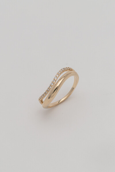 FotoAnel Ondas Zircônia Banho Ouro 18K