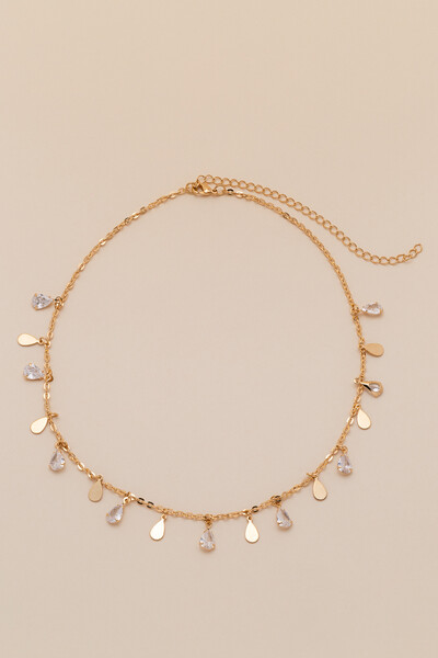 Foto Colar Choker Dourado Biarritz Gotas Zircônia