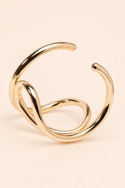 Foto Pulseira Bracelete Curvas Dourada