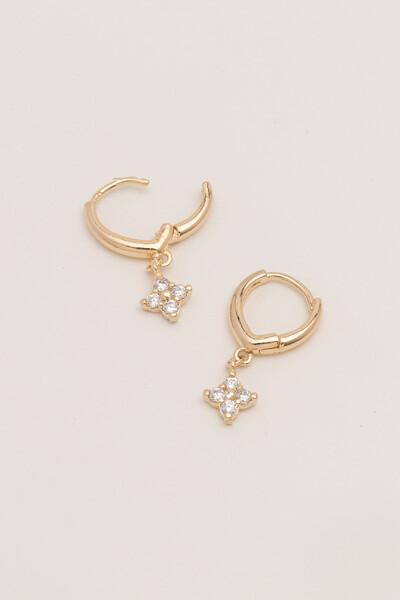 FotoArgola Click Trevo Zircônia Banho Ouro 18K