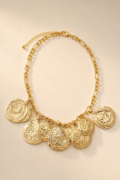 Foto Colar Dourado Placas Orgânicas