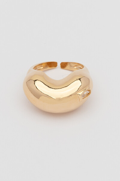 Foto Anel Dourado Bean Zircônia Carrê