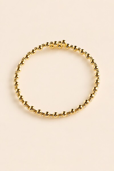 Foto Pulseira Dourada Bolas e Zircônias Cristal