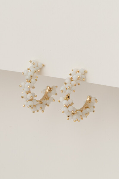 FotoBrinco Argola Dourada Cristais Off White