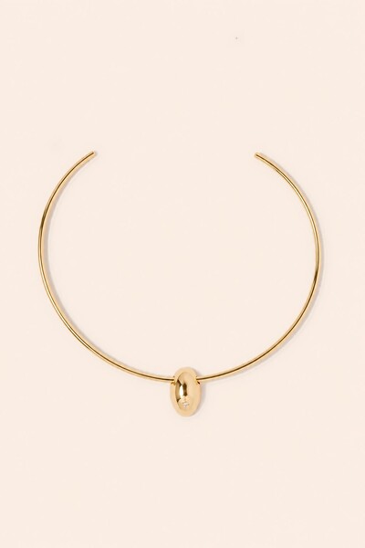 Foto Colar Aro Dourado Bean Ponto Zircônia