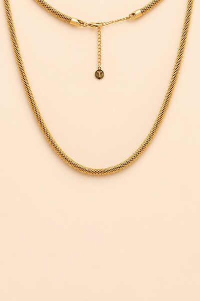 Foto Colar Dourado Choker Malha