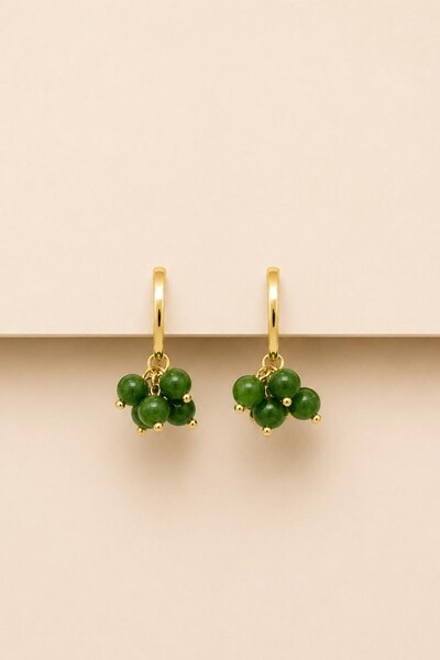 Foto Brinco Palito Cacho Verde Banho Ouro 18K
