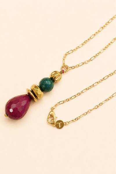 Foto Colar Ayala Longo Jade Ruby Banho Ouro 18K
