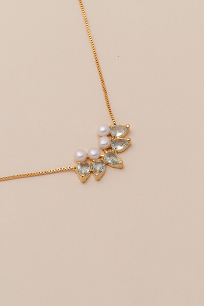 Foto Colar Siena Pérola Gotas Aqua Banho Ouro 18K