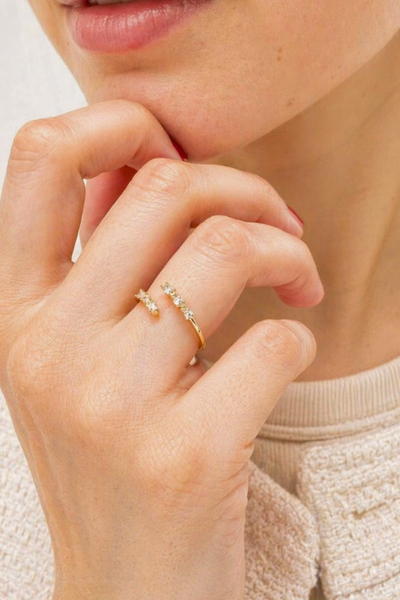 Foto Anel Encontro Zircônia Banho Ouro 18K