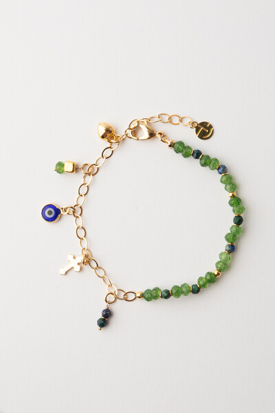 FotoPulseira Jade Green Pingentes Banho Ouro 18K
