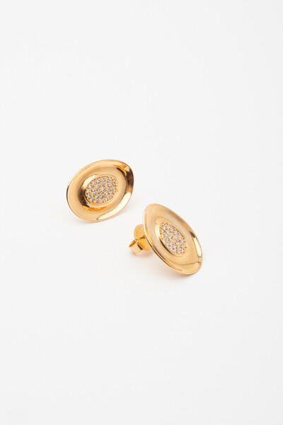 FotoBrinco Oval Zircônia Banho Ouro 18k