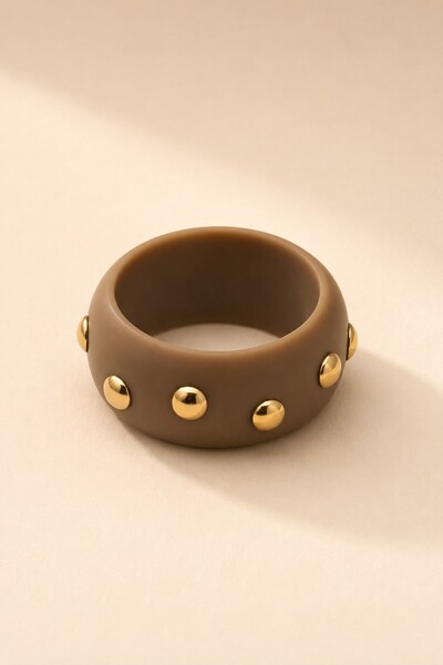 Foto Bracelete Resina Fendi Tachinhas Douradas