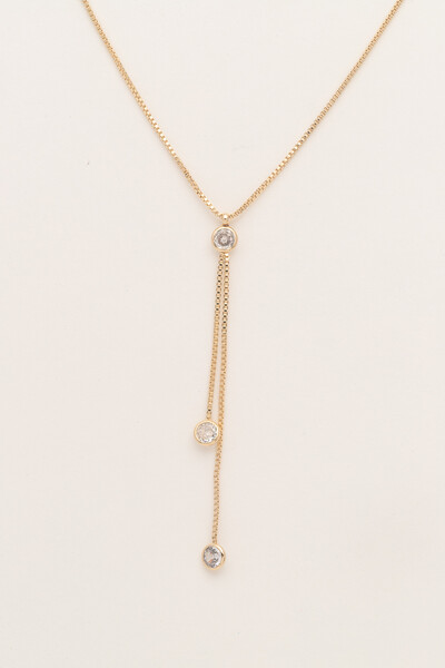 FotoColar Gravata Zircônias Banho Ouro 18K