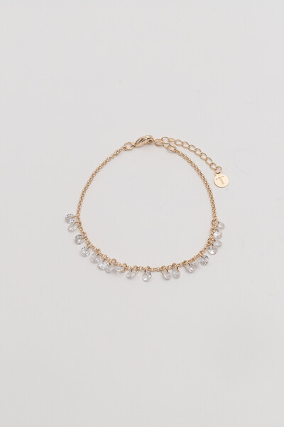 Foto Pulseira Dourada Elos Portugueses Zircônia Cristal