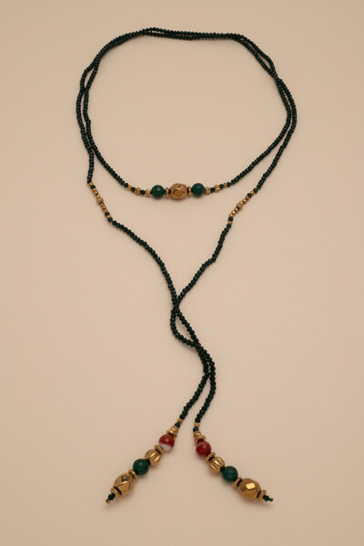 Foto Colar Gravata Gaia Cristal Jade Verde