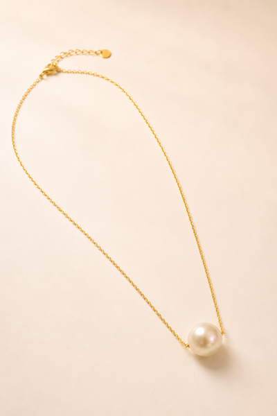 Foto Colar Choker Pérola Solitária Banho Ouro 18K