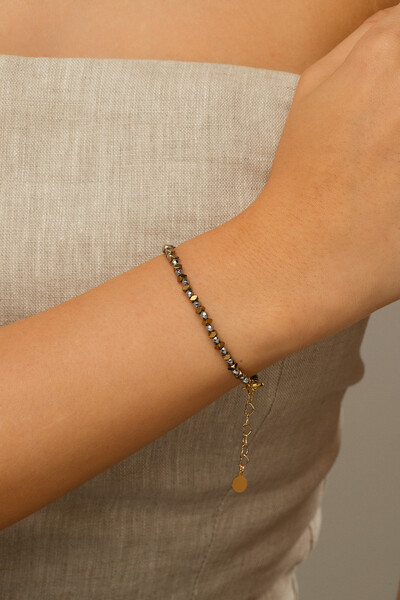 Foto Pulseira Hematita Banho Ouro 18k