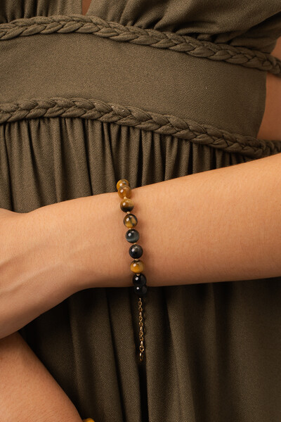 Foto Pulseira Maré Olho de Águia Banho Ouro 18K