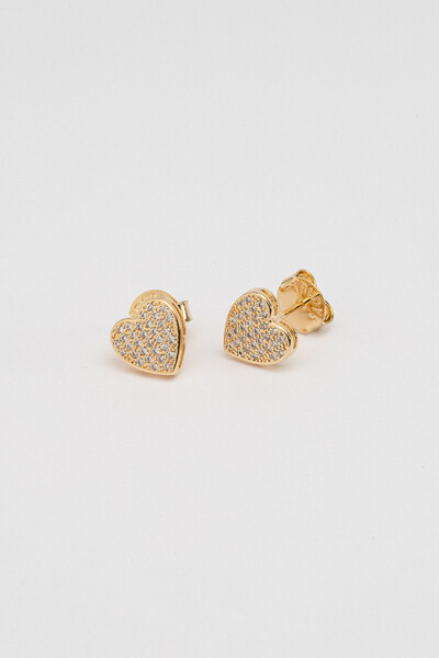 FotoBrinco Coração M Cravejado Zircônia Banho Ouro 18K