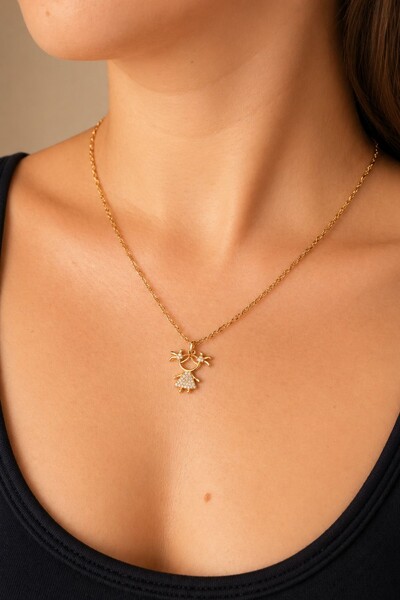 Foto Pingente Garota Zircônia Banho Ouro 18K
