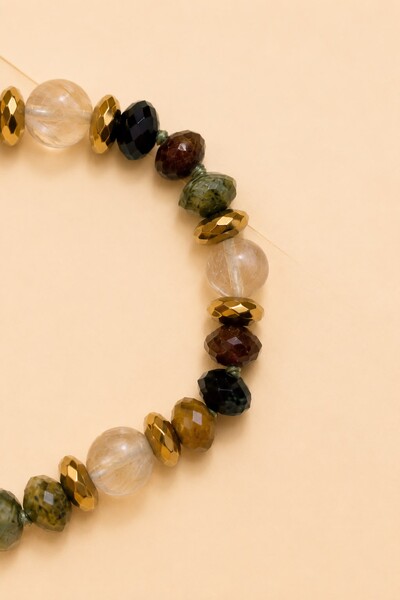 Foto Pulseira Mix Pedras Banho Ouro 18K