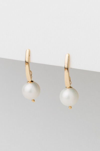 Foto Brinco Pérola Shell Banho Ouro 18K