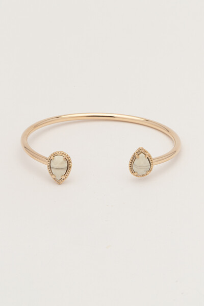 FotoPulseira Dourada Gota Dupla Resina Off White