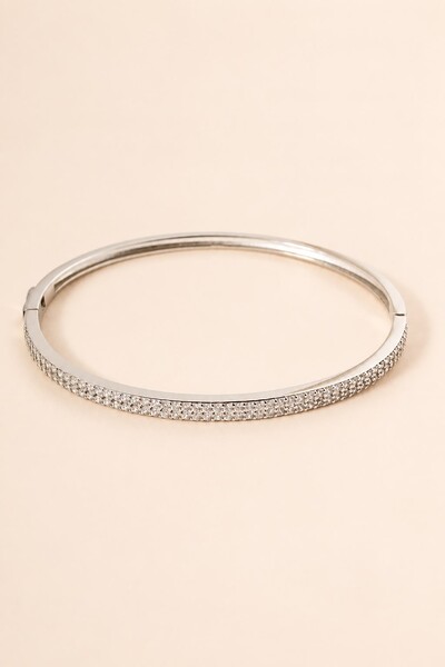 Foto Pulseira Bracelete Prateado Zircônia