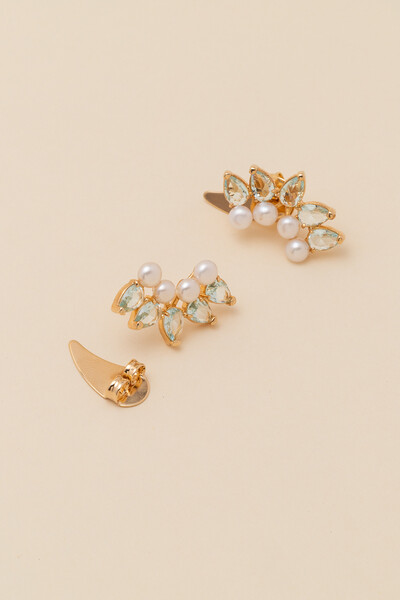Foto Brinco Siena Earcuff Pérola Gota Aqua Banho Ouro 18K
