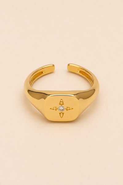 Foto Anel Dedinho Estrela Zircônia Banho Ouro 18K