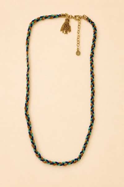 Foto Colar/Pulseira Trançada Franja Boho Banho Ouro 18K