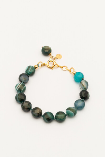 Foto Pulseira Dawn Agatha Azul Mescla Banho Ouro 18K