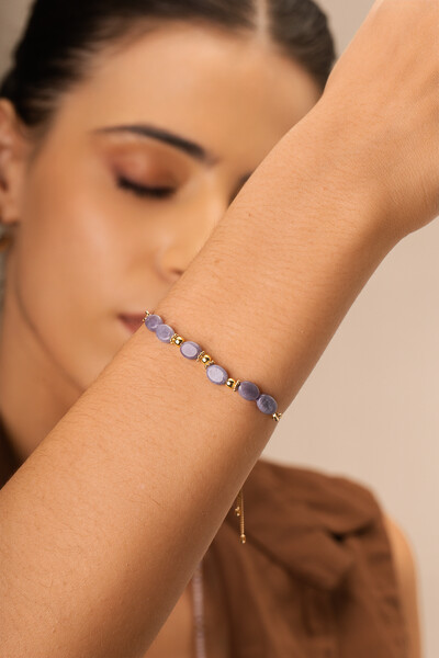 Foto Pulseira Luna Jade Lilás Banho Ouro 18K