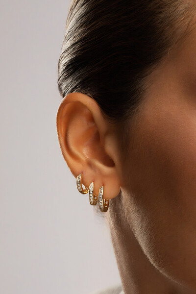 Foto Brinco Trio Argola Zircônia Banho Ouro 18K