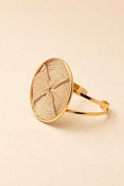 Foto Pulseira Bracelete Dourada Aro Palha